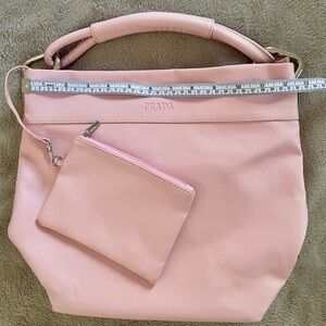 Prada Soft Pink Leather Shoulder Bag with Pouch